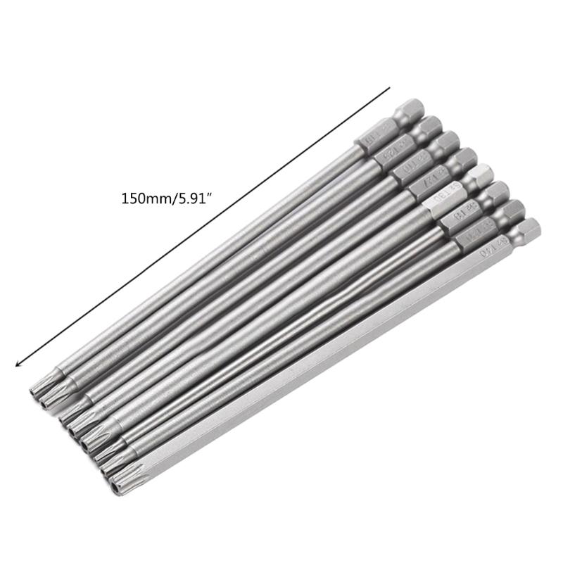 8Piece Magnetic Tamper Proof Security Screwdriver Bit Set Torx Head Screwdriver Long Bit for Various Applications