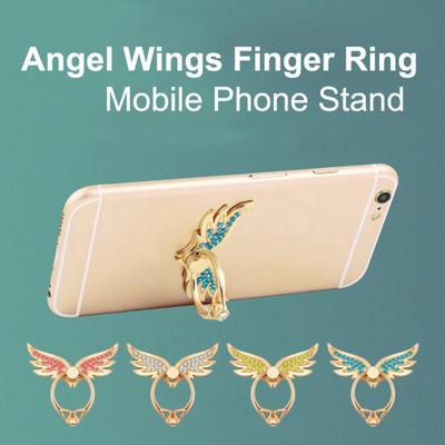 Fashion Angel Wings 360 Rotating Metal Ring Buckle Stand Mount Phone Holder