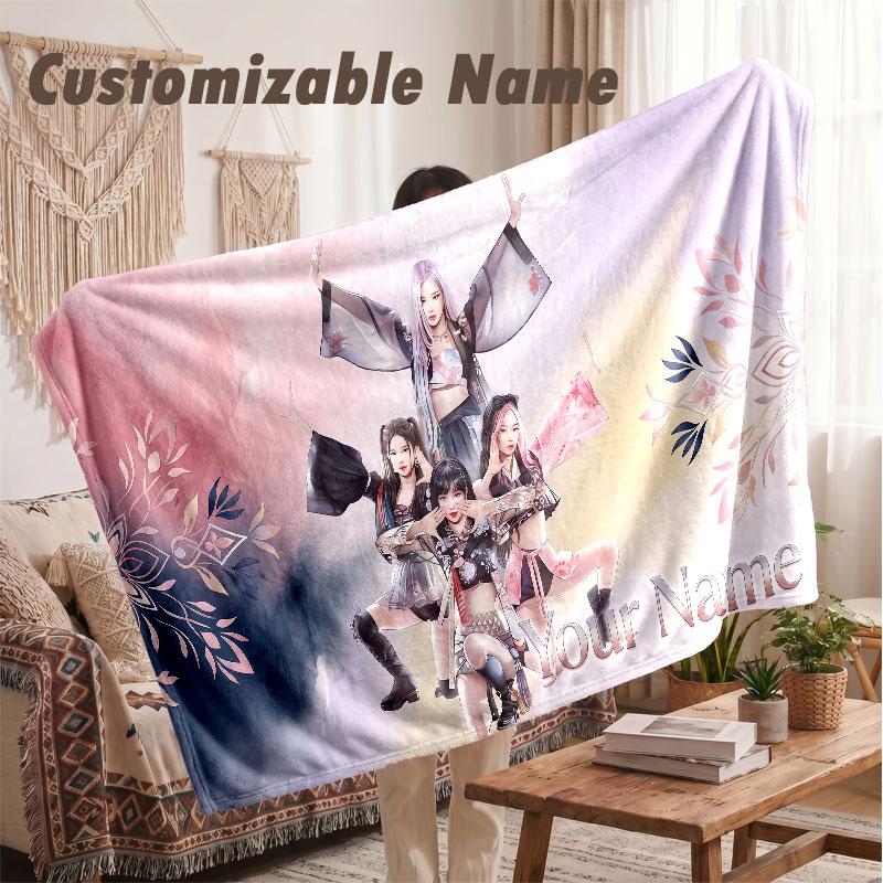 Custom Name Flannel Blanket,BLACKPINK Lightweight Warm Bed Blanket For Couch & Holiday Gift