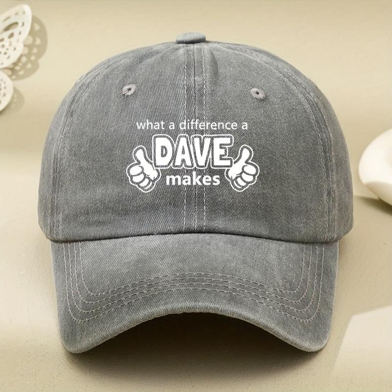 Fist DAVE Printed Washed Baseball Cap Pure Cotton Washed Distressed Peaked Cap Outdoor Sports and Leisure Sun Hat
