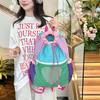 Schoolbag Japanese Ins Love Outdoor Drawstring Schoolbag Large Capacity Contrasting Color Bundle Mouth Bag Travel Camping Travel Backpack Female