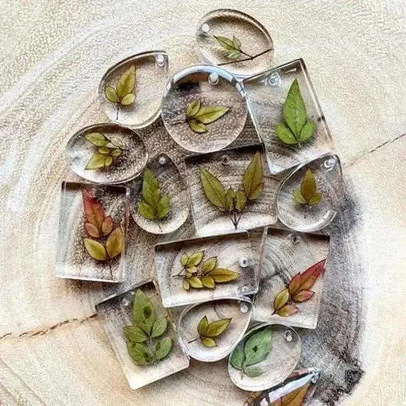 20Pcs/Set New DIY Keychain Pendant Casting Silicone Mould Kit with Keyrings Art Crafts Making Tools Crystal Epoxy Resin Mold