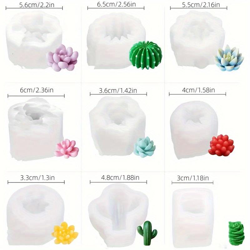 Molde de Silicona para Plantas Suculentas DIY de 9 piezas - Molde de Silicona para Velas de Cactus, Molde de Silicona Hecho a Mano para Plantas, Arte y Decoración de Resina