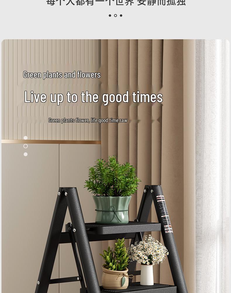 Multifunctional Folding A-Frame Telescopic Ladder: Indoor Thickened 3 or 4-Step Climbing Ladder