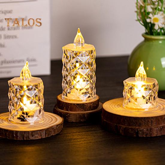 Lumânări de cristal fără flacără, 4 buc. Lumânări cu LED Lumânări intermitente, care funcționează cu baterii, Lumânări false pentru nunți, decorațiuni interioare