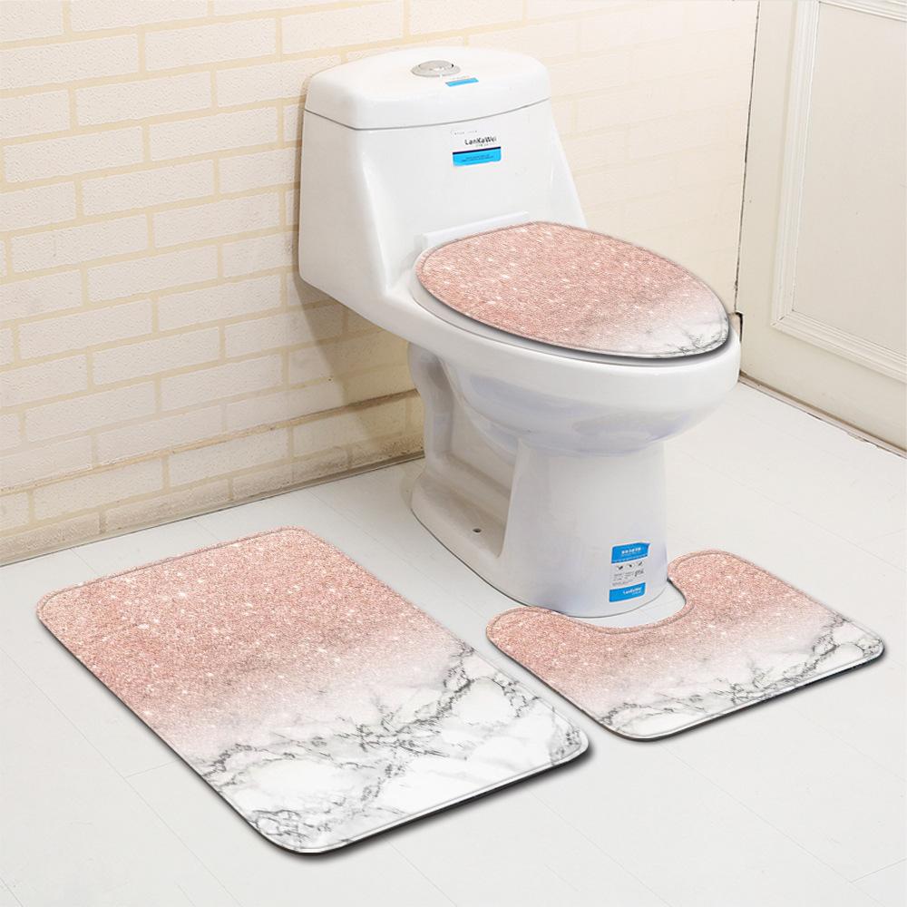 Rose Floor Mat Bathroom Mat Toilet Three-Piece Set