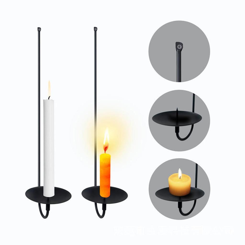 Black Wall Sconce Candle Holder for Romantic Dinner Sturdy , Black 43cm Long