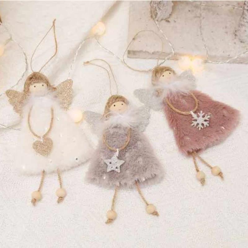 Christmas Decoration Angel Doll Pendant Plush Angel Pendant for Christmas Party New Year Birthday Party Wedding Decoration