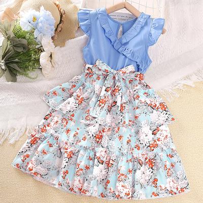 Cheap YUBAOBEI Summer Girls Off Shoulder Dress Teen Children s Bohemia Style Sleeveless Chiffon Flower Dress for Girls Kids Frock Joom