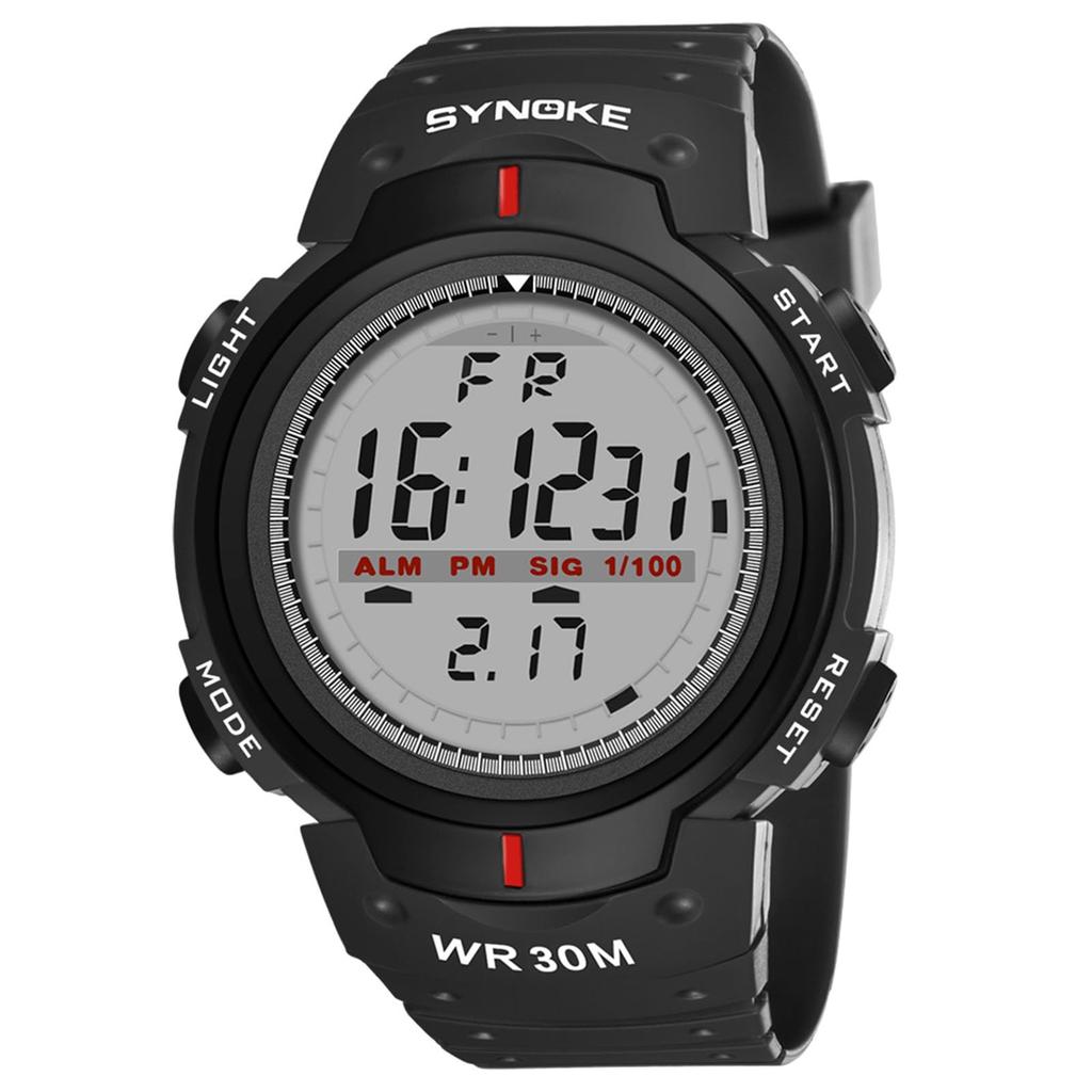 Digital Watch with Large Sport Acrylic Mirror Rugged Luminous Date Shock Black Men's Display, Style, Waterproof, Finish, Design, Function, Alarm,