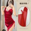 Night listening incense new sexy underwear velvet cross lace-up nightdress backless slit temptation pajamas passion loungewear