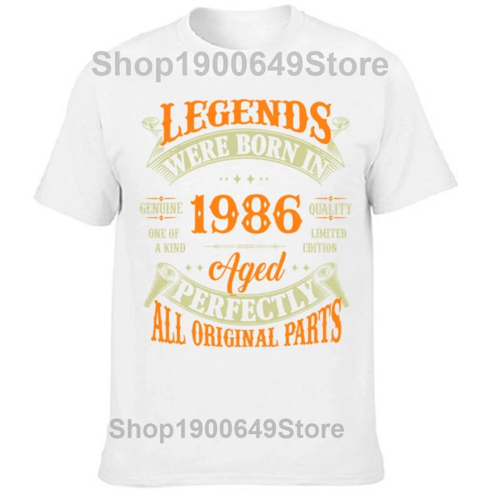 Funny Vintage 1986 All Original Parts Birthday Gifts T Shirts Tee Tops Round Neck ShortSleeve Tshirt Casual Basic Tshirts
