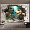 3d-Style Dino Image & Forest Backdrop Wallpaper Sticker Room Decorating Item Wall Tapestry