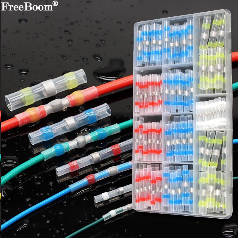 Solder Seal Wire Connectors Kit Heat Shrink Butt Crimp Terminals Waterproof Electrical Cable Splice Connector