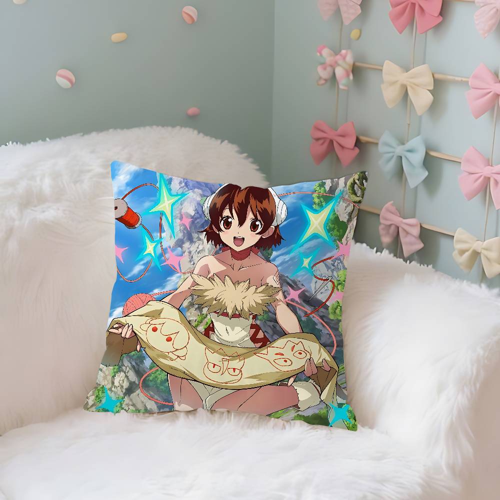 Anime D-Dr. Stone Pillow Case Cushion Cover Soft Cute Throw Pillow Case For Car Sofa Pillowcase Polyester With Zipper