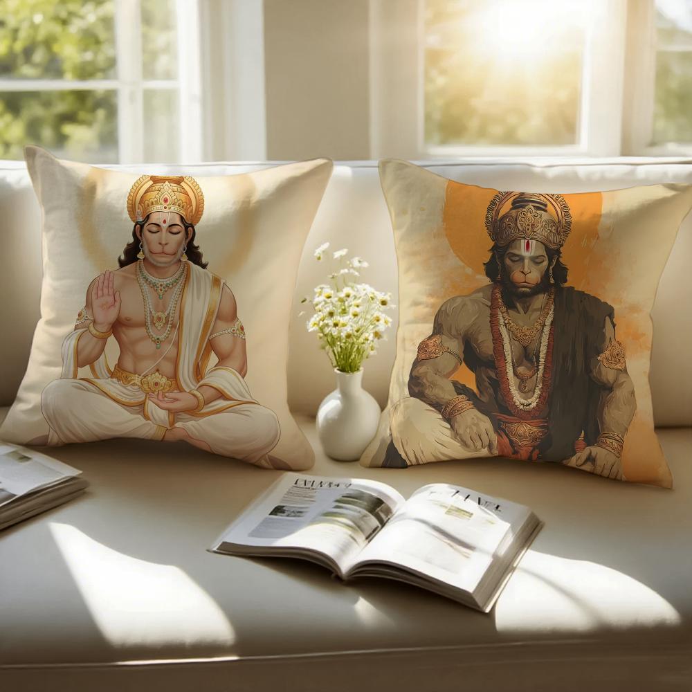 Classical traditional HHanuman Cushion Cover Pillowcase Antidustmite Invisible Zipper Short Plush Sofa Cushion