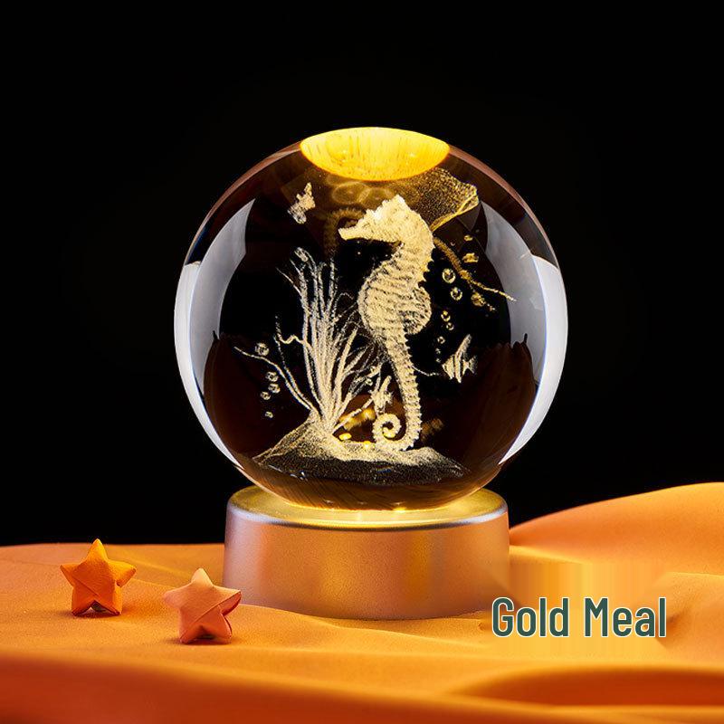 Veilleuse Boule de Cristal Hippocampe Coloré - Cadeau Parfait pour les Anniversaires d'Amis