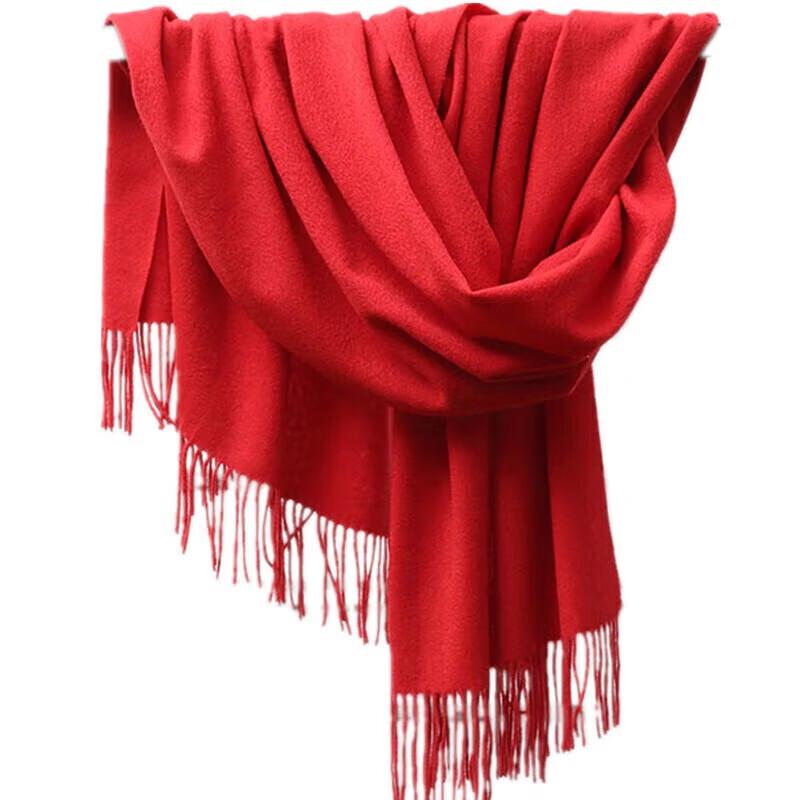 YUZHAOLIN Red Scarf Customized Embroidery for Annual Meeting, Winter Faux Wool, Chinese Red Ladies' Scarf, Red Product, Red Neck Scarf