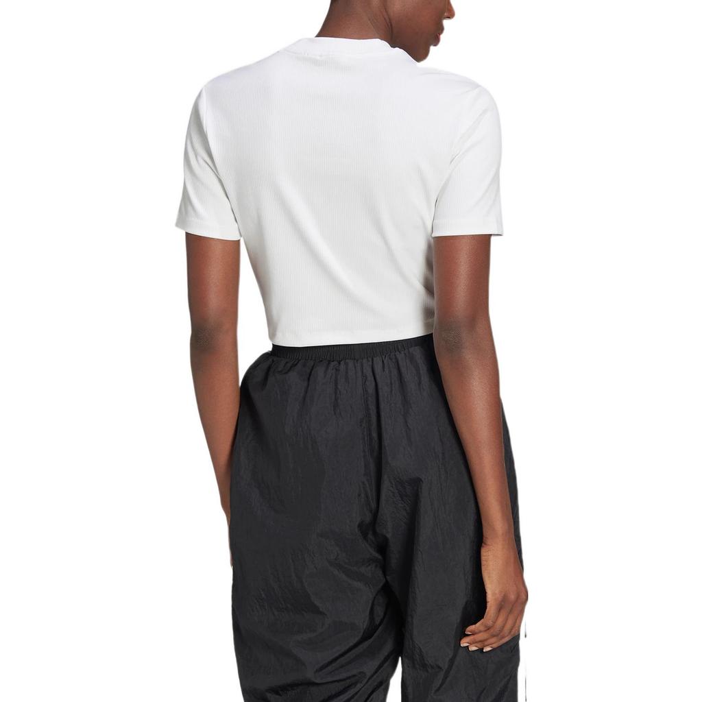 adidas Originals Adicolor Essentials Rib Solid Color Short Breathable Sports T-Shirt Women Tops White HF3394