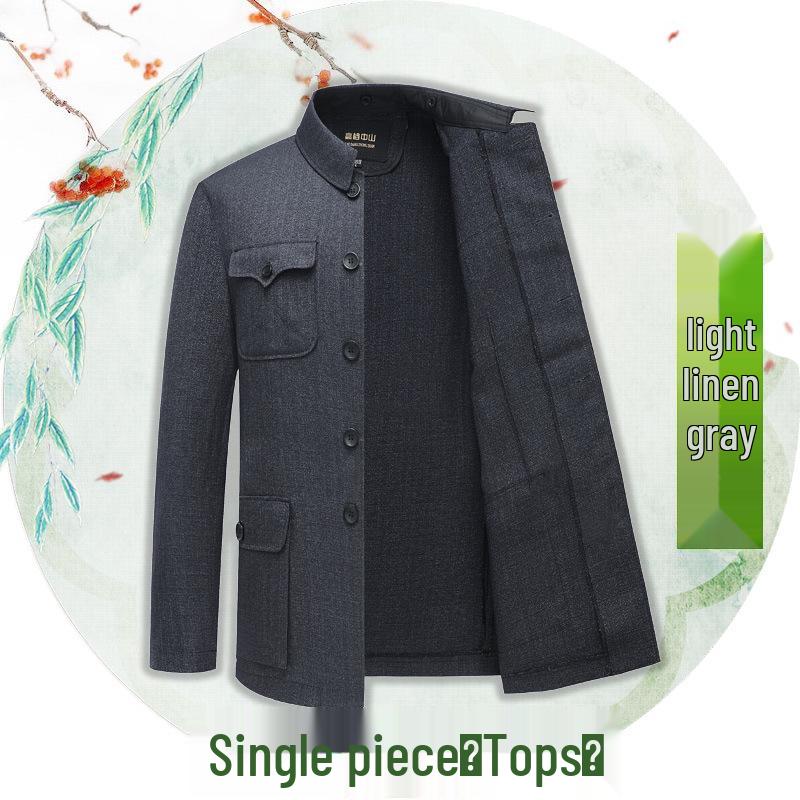 Completo Giacca Zhongshan con Velluto Taglie Forti - Abito Tang Stile Cinese da Uomo per Primavera e Autunno