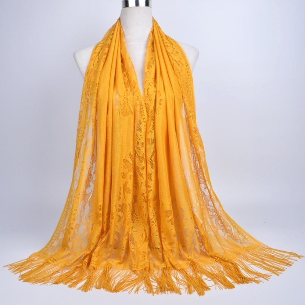 Women Girls Headwear Headscarf Luxury Head Scarves Hijab Shawl Scarf Hollow Tassel Scarf Head Wrap