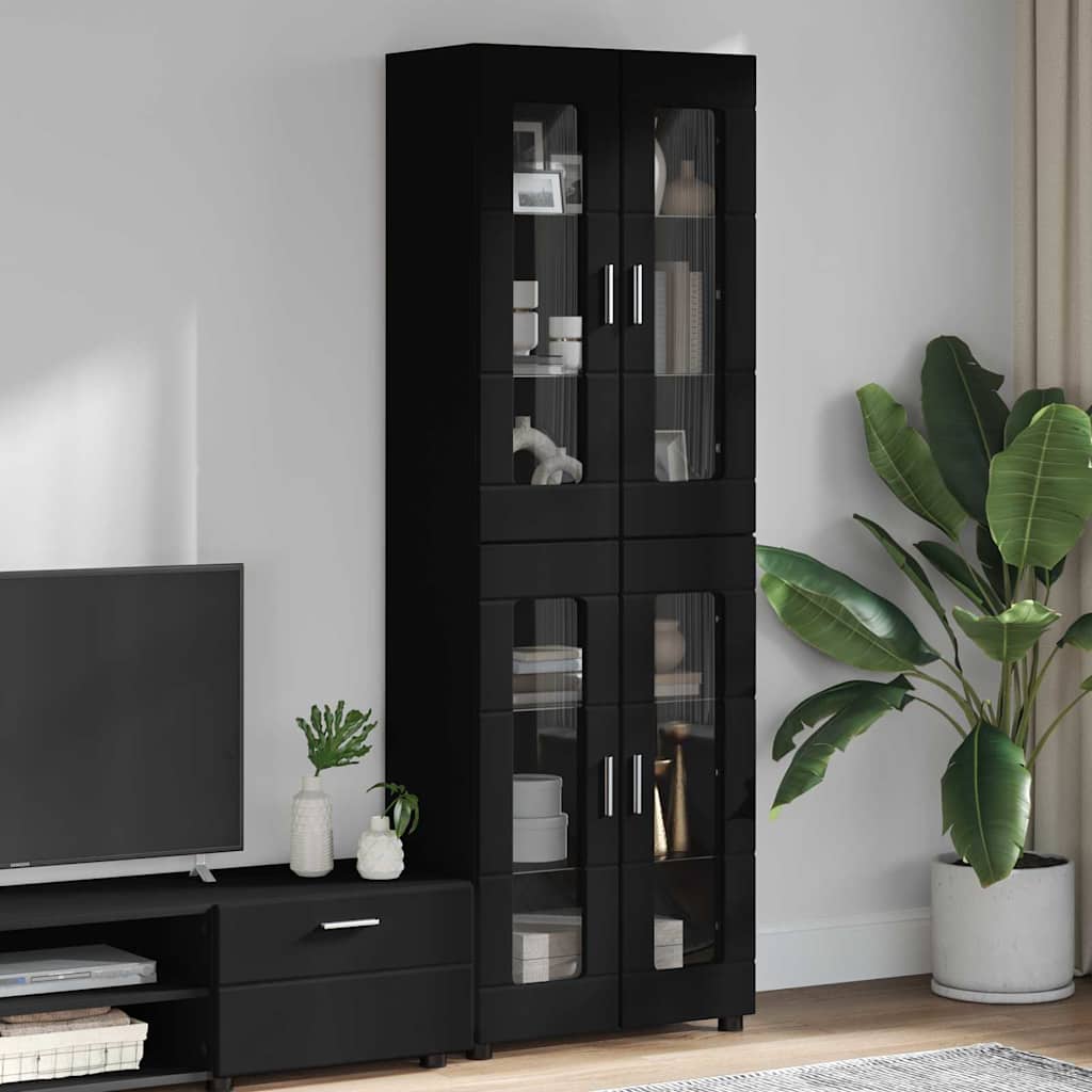 FLORIN Highboard with Doors Black 60 x 35 x 182 cm Particleboard