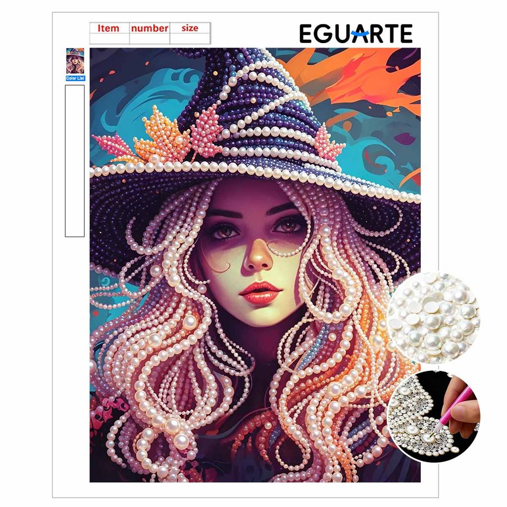 Halloween witch pearl painting art full pearl handmade diy home decorations