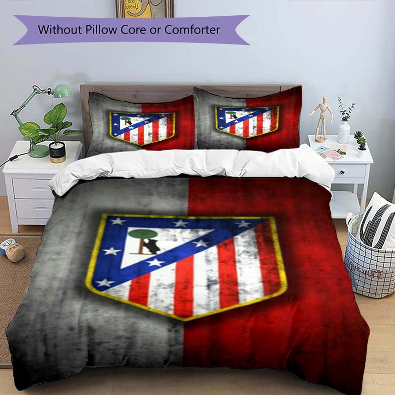 Atletico Football Club Printed Pattern Duvet Cover Set – includes 1 duvet cover and 2 matching pillowcases Bedroom decor Christmas gifts
