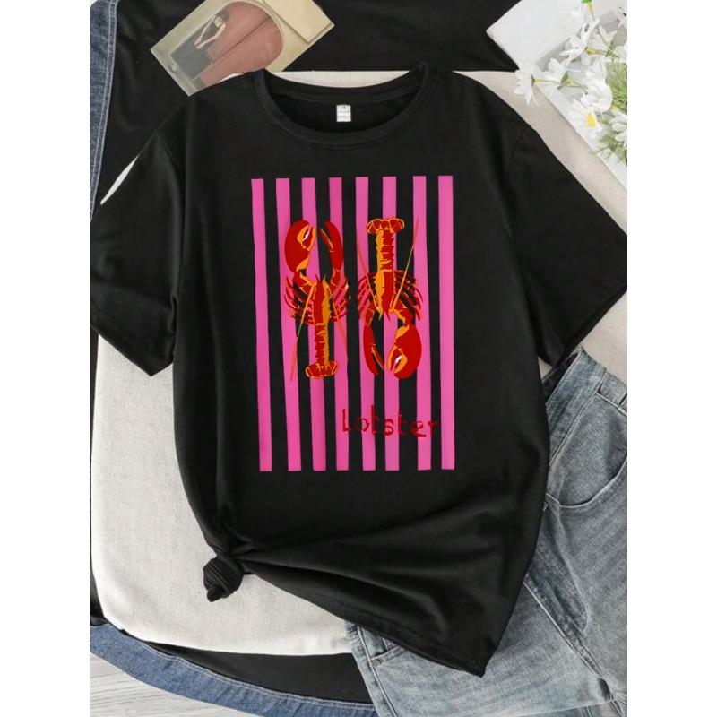 Fashion Printed T-shirt Ladies Summer Casual Short Sleeve Shirt Wild Round Neck T-Shirt Loose Comfortable Soft Stretchy T-Shirt