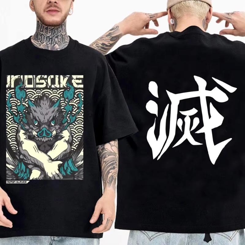 Japanese Anime Shirt Demon Slayer Infinity Castle T Shirt Men Cartoon Kimetsu No Yaiba High Quality Cotton Streetwear Clothes