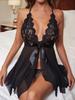 Sexy Lace Deep V Halter Nightgown - Sheer Cross-Border European & American Lingerie for Women