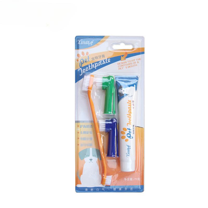 

Pet Toothbrush Toothpaste Finger Set Cute Modeling Cat Dog Oral Cleaning Care Fresh Breath Double Head Toothbrush Pet Supplies