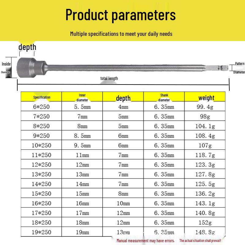 250mm Magnetischer Sechskant-Schlagschrauber-Stecknuss-Bit