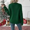 Knitted Sweater Winter Bow Stitching Round Neck Pullover Sweater for Women Fashionable and Versatile