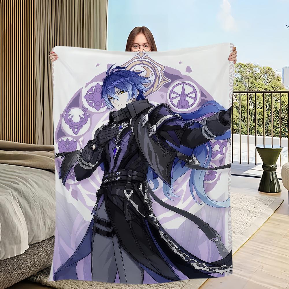Flins Genshin Impact Fanart Muskeldecke Flanell warme weiche Plüschdecke für Sofa Wohnzimmer Zuhause Schlafzimmer Reise Geschenk Heim