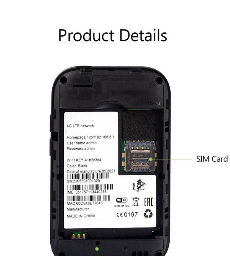 Portable 4G WiFi MIFI Router with SIM Card Slot - Europe & Asia Compatible (MF800)