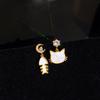 Stud Earrings Trendy Cat Falls In Love With Fish Cute Earrings Temperament Imitation Zircon Long Earrings