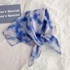 Flax small square scarf silk scarf women's headscarf neck protection scarf imitation blue dye handmade tie-dye scarf Yunnan yarn scarf thin scarf
