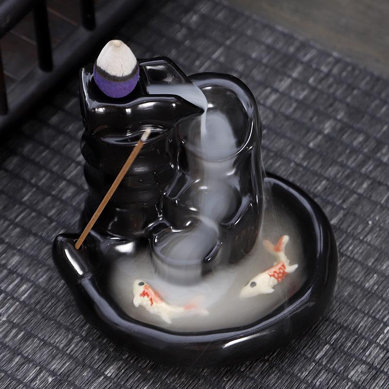 Creative Ceramic Buddha Hand Rockery Backflow Incense Burner for Home or Office