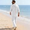 Men's Linen Hooded Long Sleeve and Pants Casual Home Wear Set - Spring/Autumn 2026 Collection