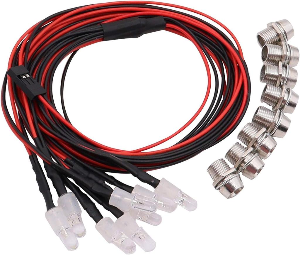 GTIWUNG 1pc 8-LED RC Car Light, RC LED Light Headlight and Taillight Set for 110 RC Model Cars and Trucks, 5mm Diameter, Comfortable and Easy to Use,