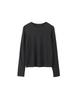 Solid Color Round Neck Long Sleeve Slim Fit Base Shirt for Women - Autumn/Winter 11096