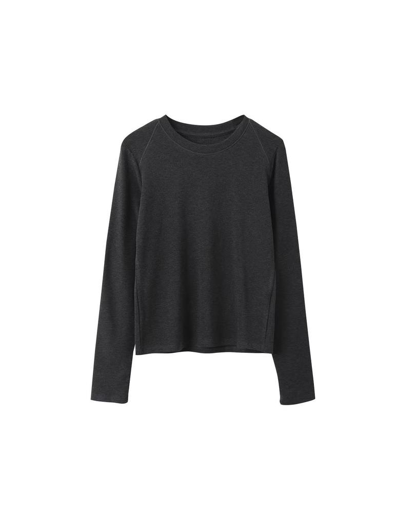Solid Color Round Neck Long Sleeve Slim Fit Base Shirt for Women - Autumn/Winter 11096
