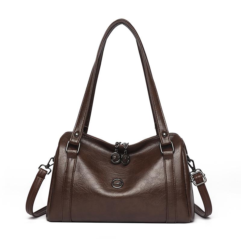 

New Trend PU Leather Shoulder Bag For Women Soft Handbag Elegant Ladies Tote Crossbody Versatile Daily Use With Adjustable Strap кавовий