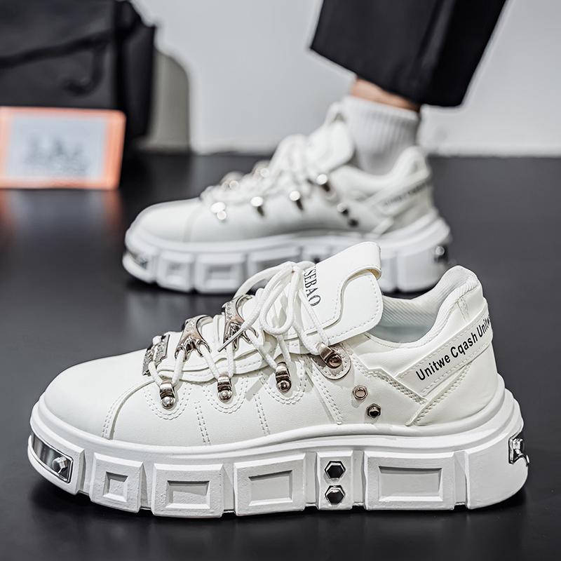 

Мужская спортивная обувь Повседневная обувь для скейтборда Кроссовки на платформе-лифте Студенческие розовые кроссовки для бега Большой размер EU: 47 белый