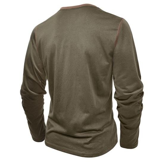 Fall Spring Men Shirt Buttoned Stand Collar Color Matching Pullover Slim Fit Mid Length Casual Daily
