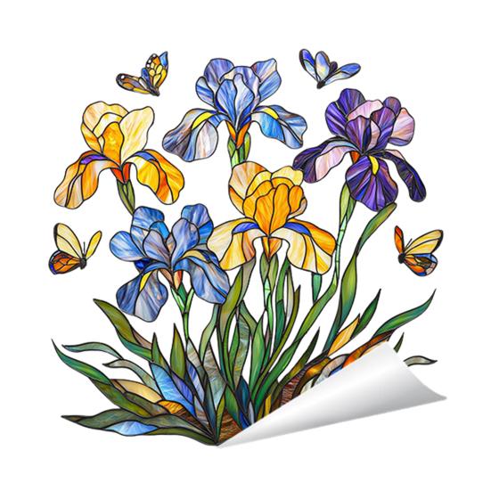 Spring Window Cling Stained Glass Floral Birds Butterflies Decorative Sticker Reusable Static Glass Decal