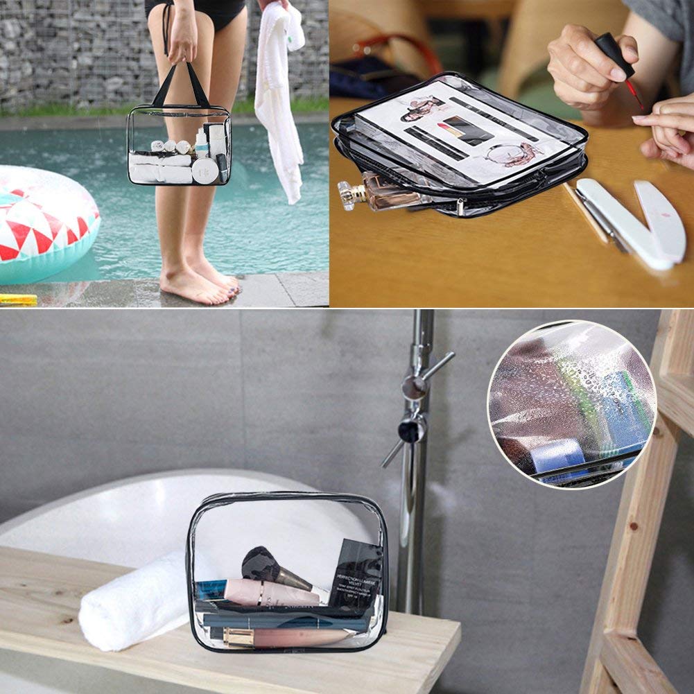 Transparent Makeup Pouch Large Portable Cosmetic Pouch for Portable Makeup Perfect for Hot Business and More 3-Piece Set, Capacity, Cosmetics, Pouch,