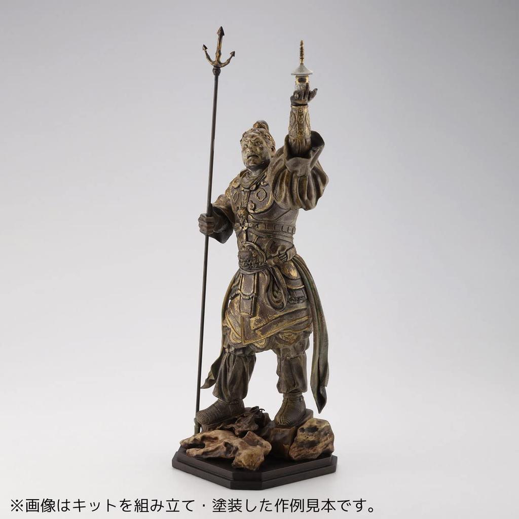 Kaiyodo Art Pla ART PLA Four Heavenly Kings Statue Tamonten Height 160mm Unpainted Unassembled Plastic Model Kit AP009 approx. Non-scale