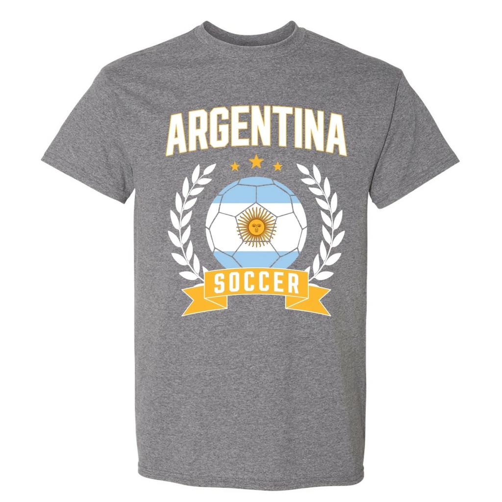 Argentina Soccer Laurel - World Football Cup T Shirt - Graphite Heather